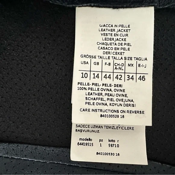 Cropped, indigo blue, perforated leather jacket - Picture 12 of 16